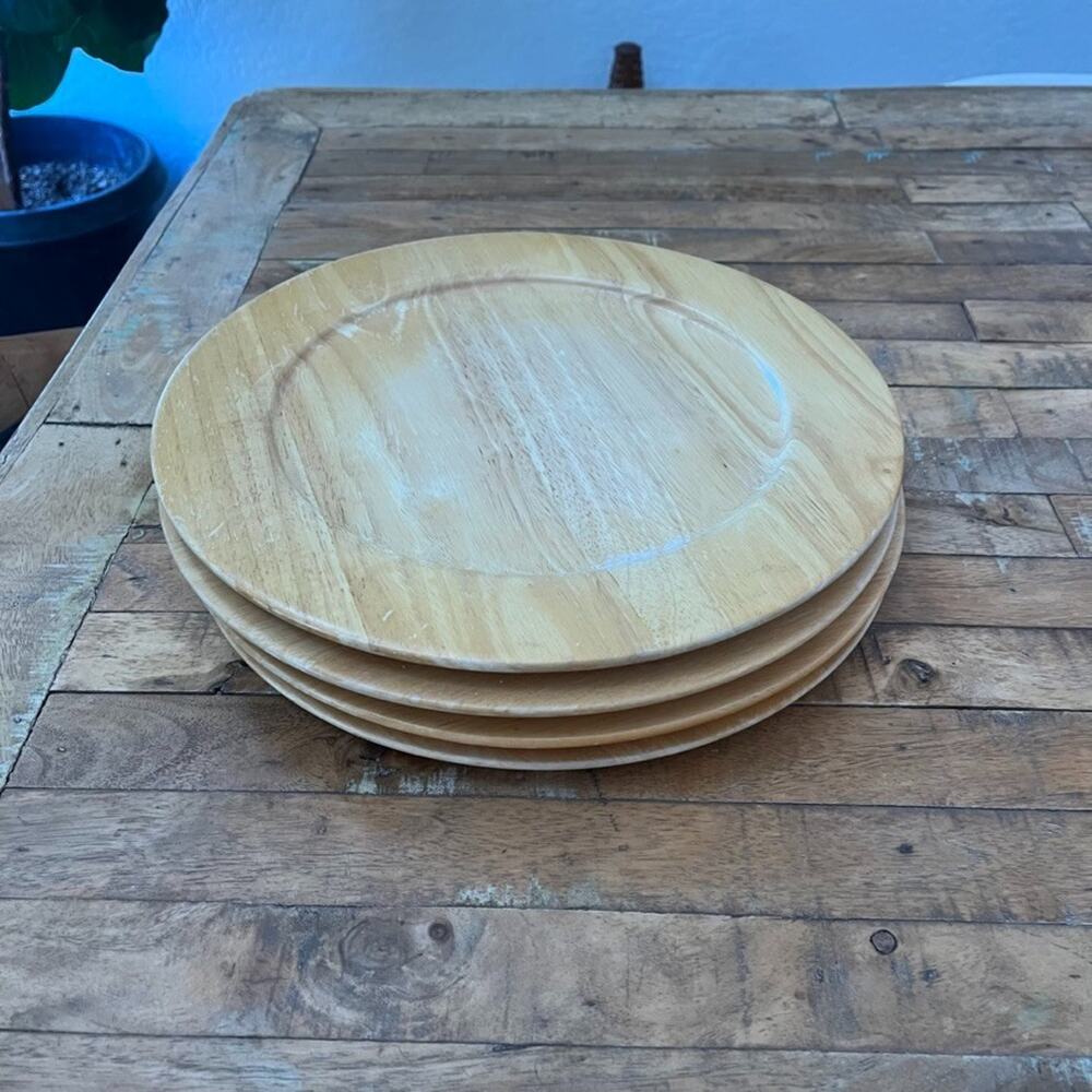 Furio Home Wooden Charger Plates Set of 4 13" Round Solid Wood Thailand